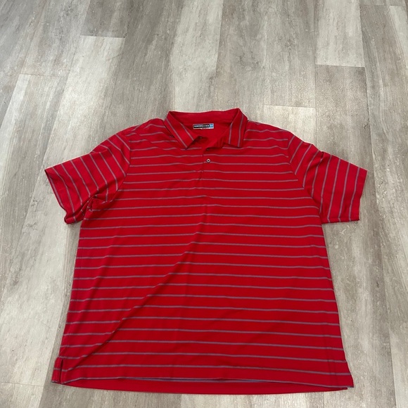 Red Striped Men's Polo Shirt - Picture 1 of 3